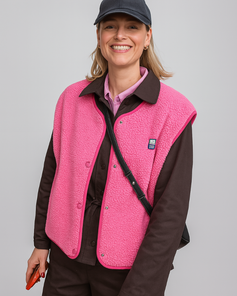 "Gilet en laine d'agneau gris, ouverture frontale, idéal pour l'automne-hiver, style élégant et chaleur assurée."