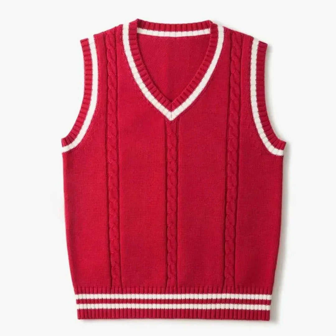 "Gilet sans manches homme élégant, tricot épais, style classique; à porter sur chemise ou col roulé pour chaleur et raffineme