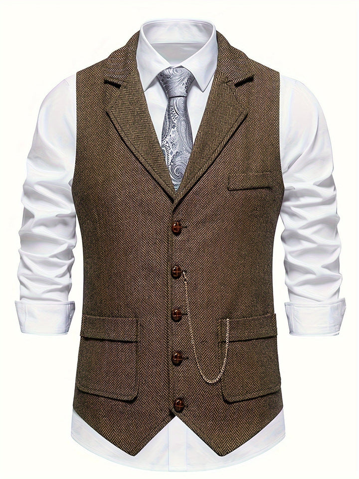 "Gilet sans manches homme motif chevrons élégant, polyvalent, apportant confort et style aux tenues formelles et décontractée