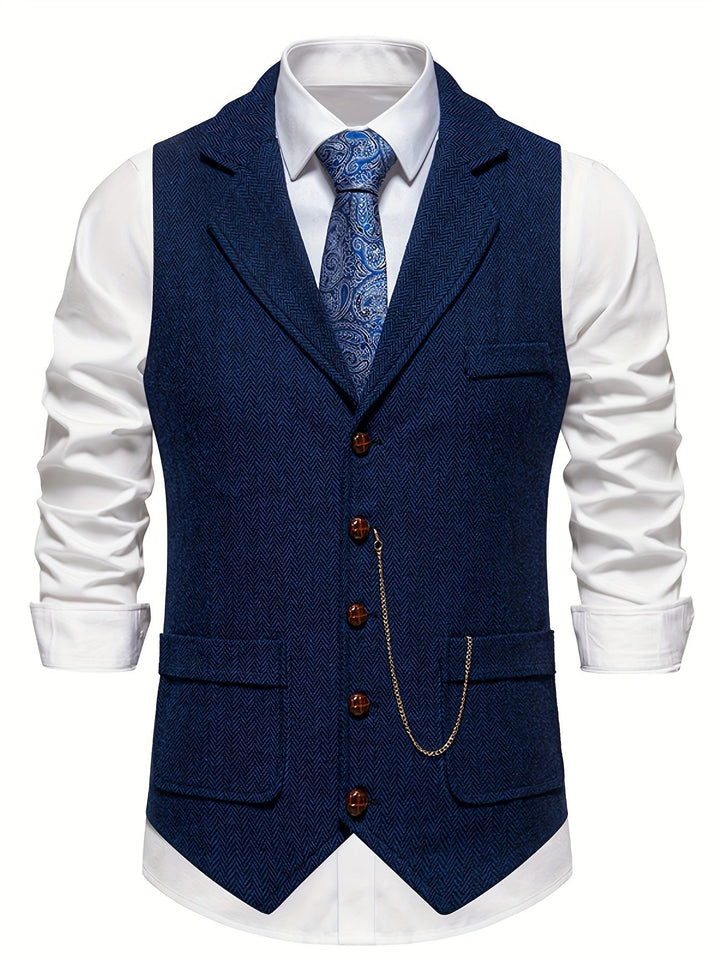 "Gilet sans manches homme motif chevrons élégant, polyvalent, apportant confort et style aux tenues formelles et décontractée
