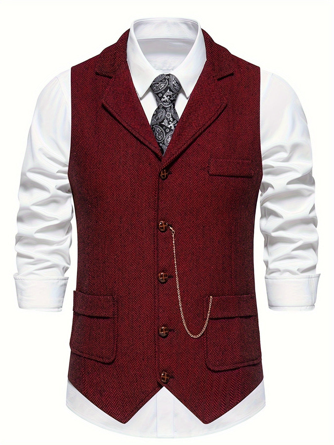 "Gilet sans manches homme motif chevrons élégant, polyvalent, apportant confort et style aux tenues formelles et décontractée