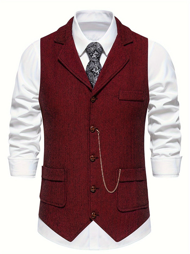 "Gilet sans manches homme motif chevrons élégant, polyvalent, apportant confort et style aux tenues formelles et décontractée