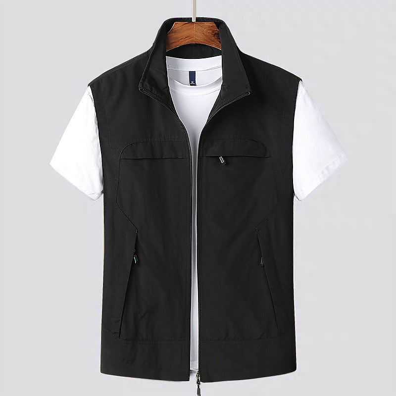Gilet sport homme à séchage rapide, sans manches, tissu aéré, idéal pour activité physique, couleur unie.