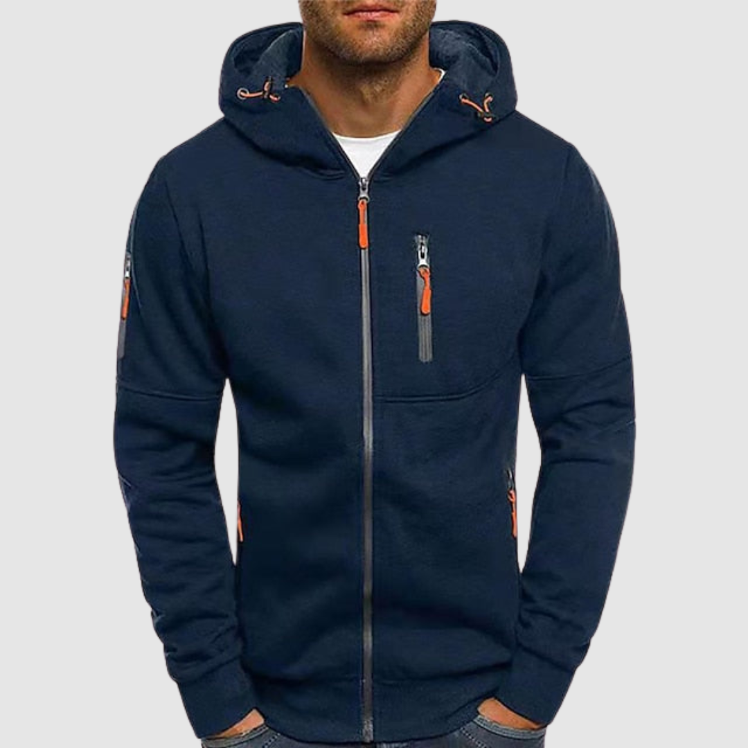 "Hoodie homme élégant en coton, moderne et confortable, avec poche kangourou et capuche, idéal pour style casual ou formel."