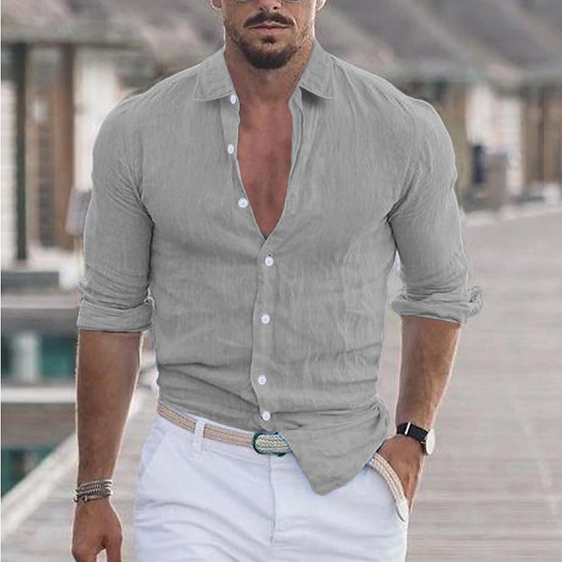 Chemise Légère en Coton et Lin pour l'Été – Style Décontracté