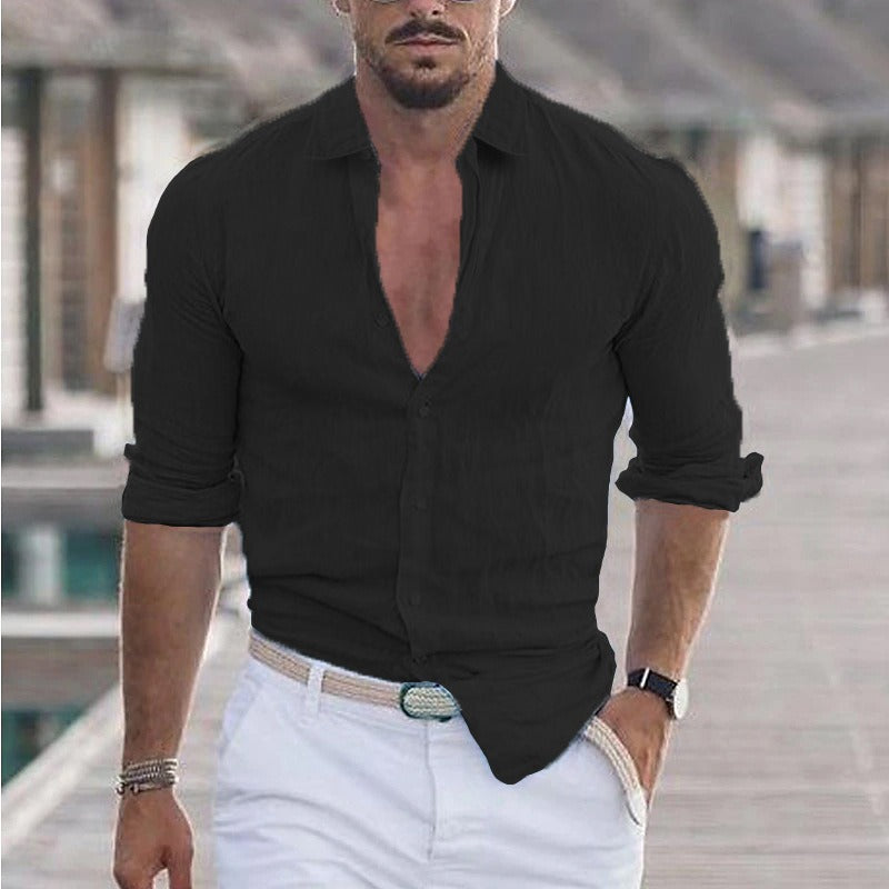 Chemise Légère en Coton et Lin pour l'Été – Style Décontracté