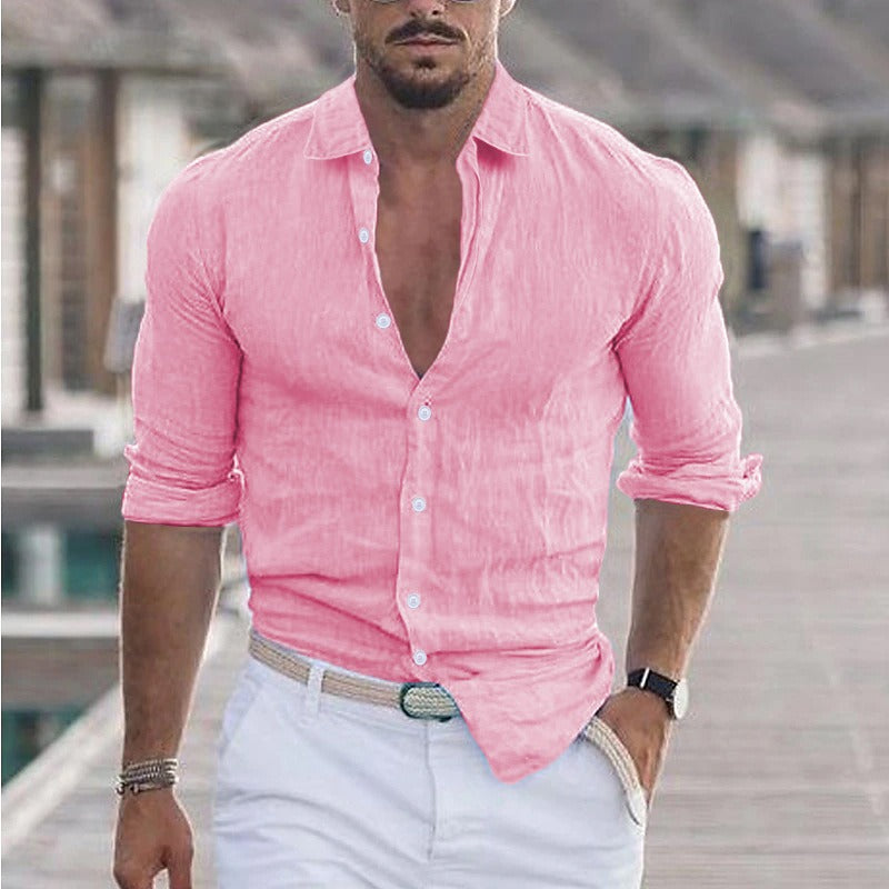 Chemise Légère en Coton et Lin pour l'Été – Style Décontracté