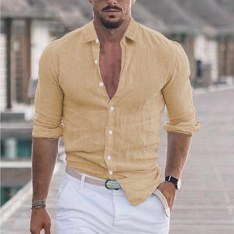Chemise Légère en Coton et Lin pour l'Été – Style Décontracté