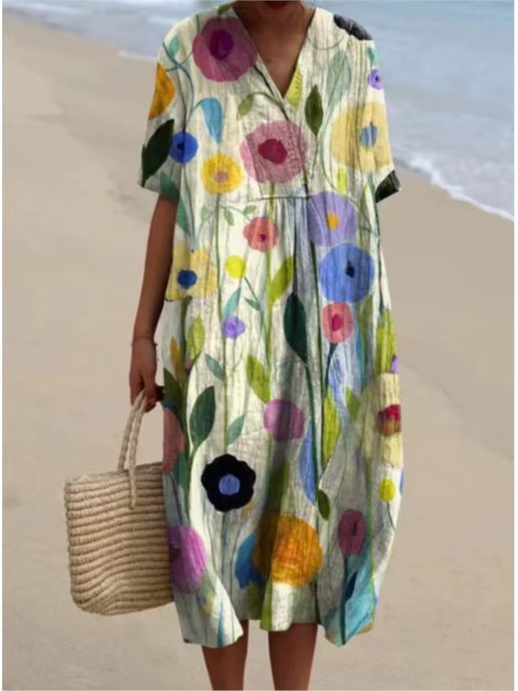 Robe d'Été Odile - Élégance Florale et Confort