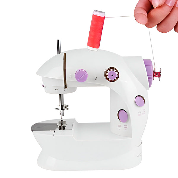 "Machine à coudre électrique compacte, légère, portable, idéale DIY, design blanc classique, fonctionnalité intuitive."