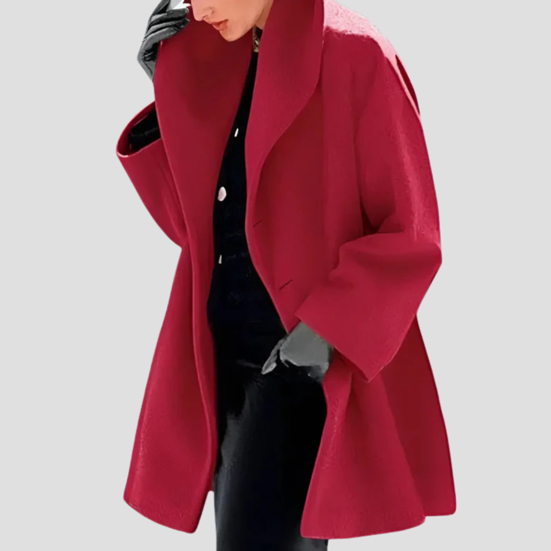 "Manteau en laine à capuche, ample et élégant, pour femmes, couleur vive, idéal pour un style hivernal chic et chaud."
