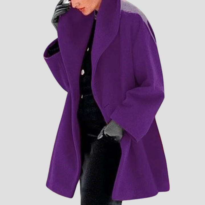 "Manteau en laine à capuche, ample et élégant, pour femmes, couleur vive, idéal pour un style hivernal chic et chaud."
