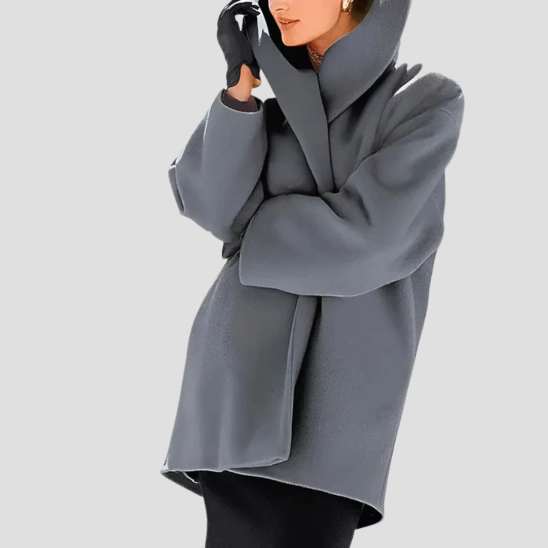 "Manteau en laine à capuche, ample et élégant, pour femmes, couleur vive, idéal pour un style hivernal chic et chaud."