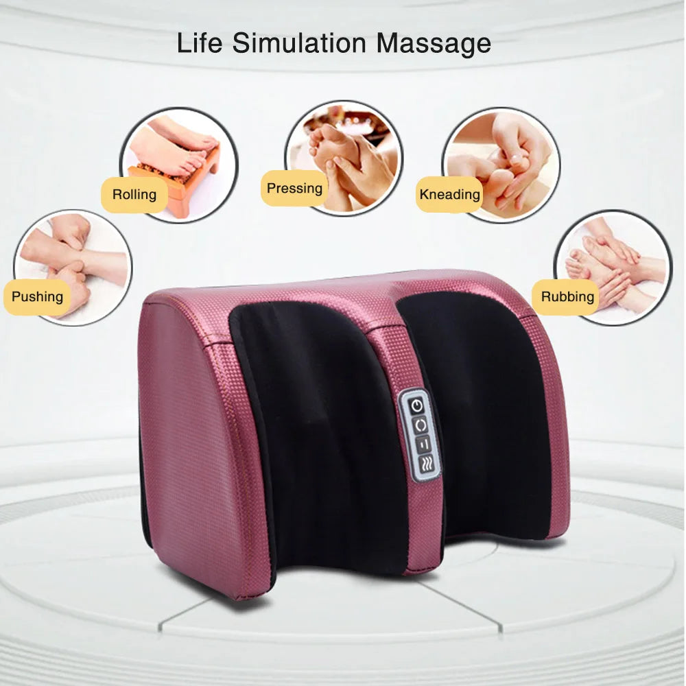 "Masseur de pieds Shiatsu chauffant, design compact, boules de massage rotatives, chaleur apaisante, bien-être maison."
