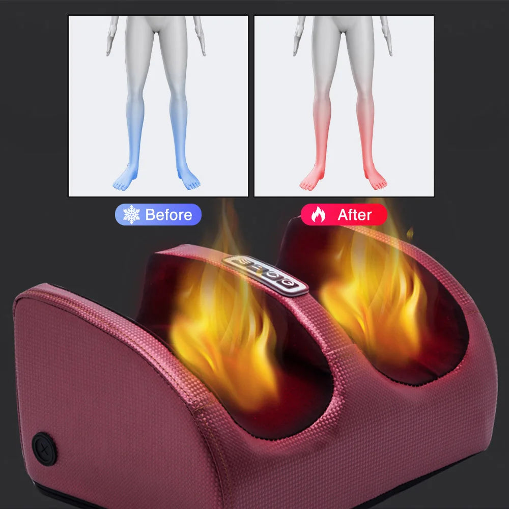 "Masseur de pieds Shiatsu chauffant, design compact, boules de massage rotatives, chaleur apaisante, bien-être maison."