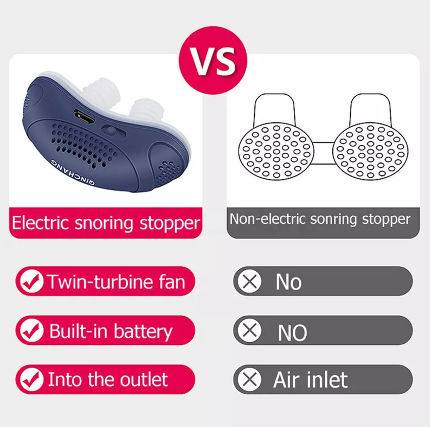 "Mini appareil CPAP anti-ronflement compact, sans masque, avec embouts souples en silicone pour un sommeil paisible."