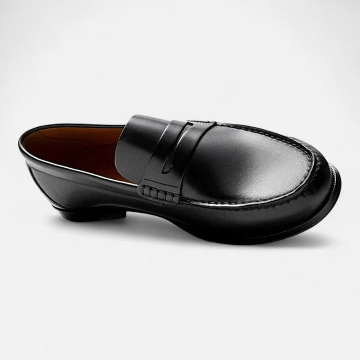 "Mocassins en cuir brun pour hommes, élégants avec coutures détaillées, intérieur confortable et semelle antidérapante."