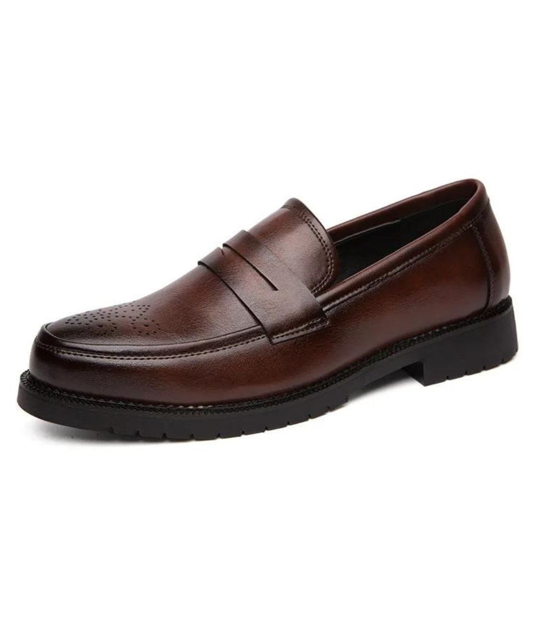 "Mocassins habillés en cuir véritable pour homme, teinte cognac, style élégant pour tenues formelles et décontractées."