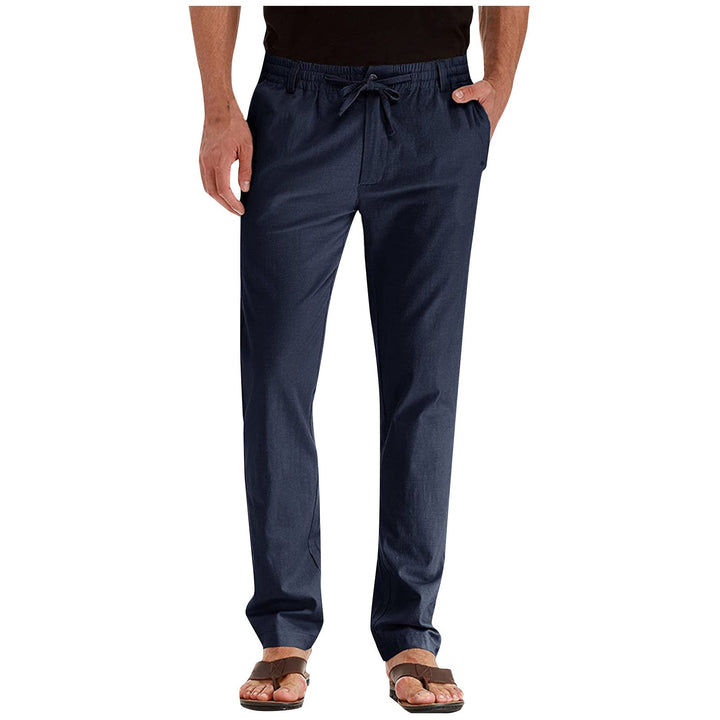 Pantalon ample décontracté homme, tissu polyester respirant, style coréen, idéal été, élégance décontractée.