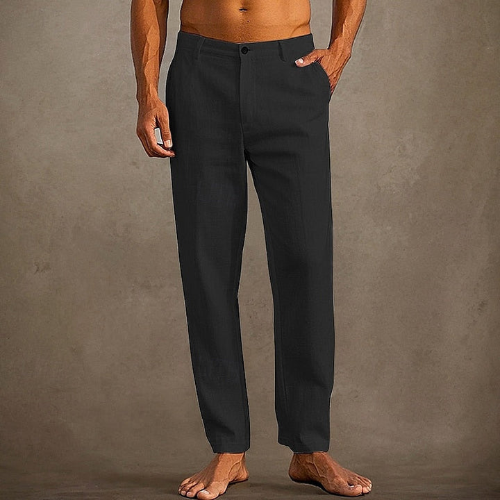 Pantalon en lin homme léger, coupe décontractée, tissu respirant, idéal été, style élégant et confort optimal.