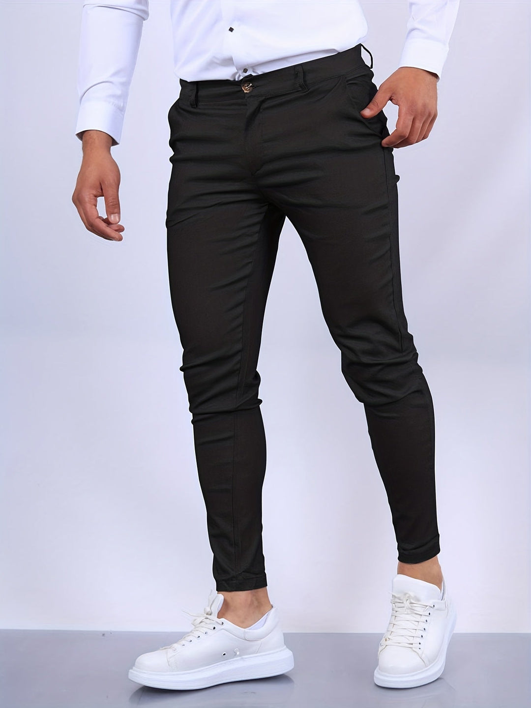 "Pantalon homme slim fit élégant, coupe moderne et ajustée, idéal pour un style professionnel et confortable."