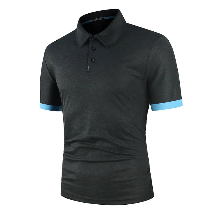 Polo classique d'été pour homme, élégant, avec tissu respirant bleu marine, idéal pour les journées chaudes et confortables.