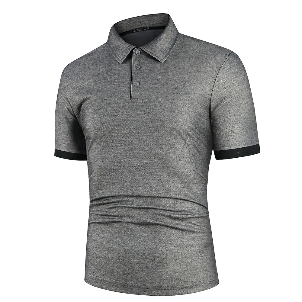 Polo classique d'été pour homme, élégant, avec tissu respirant bleu marine, idéal pour les journées chaudes et confortables.
