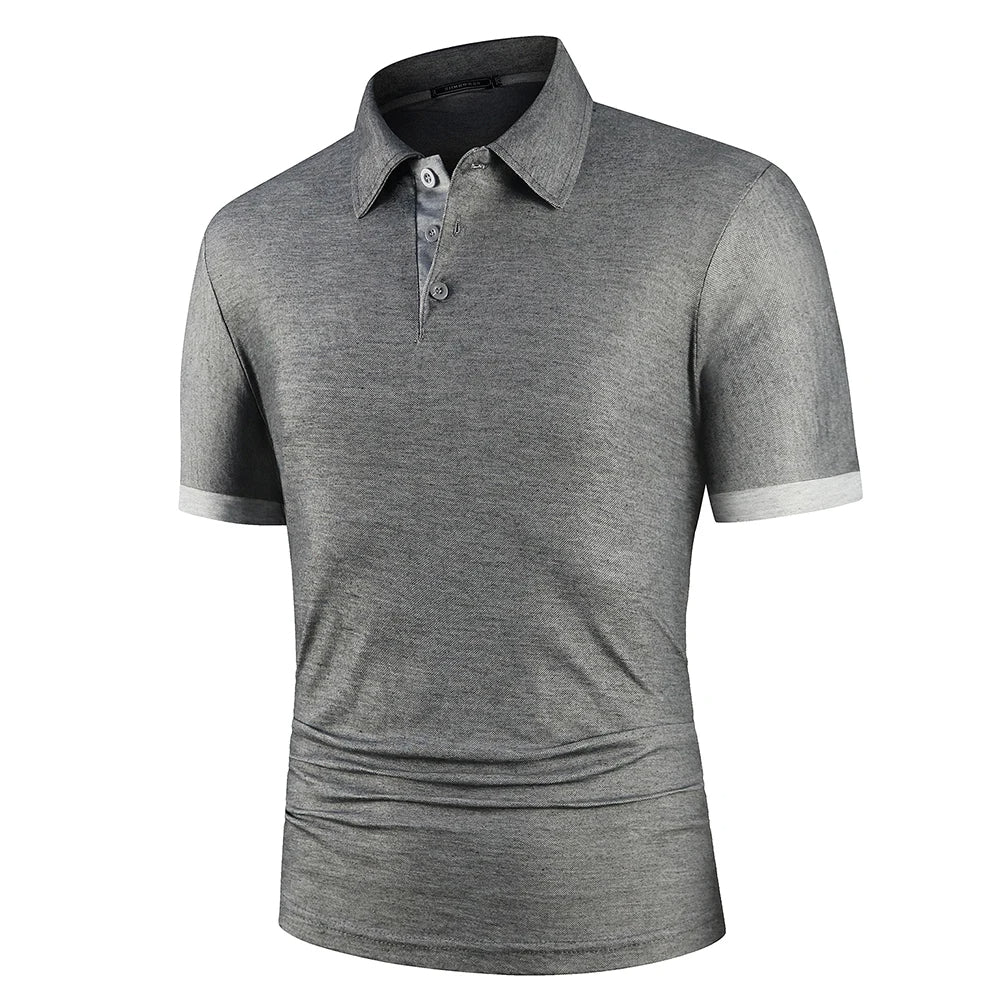 Polo classique d'été pour homme, élégant, avec tissu respirant bleu marine, idéal pour les journées chaudes et confortables.