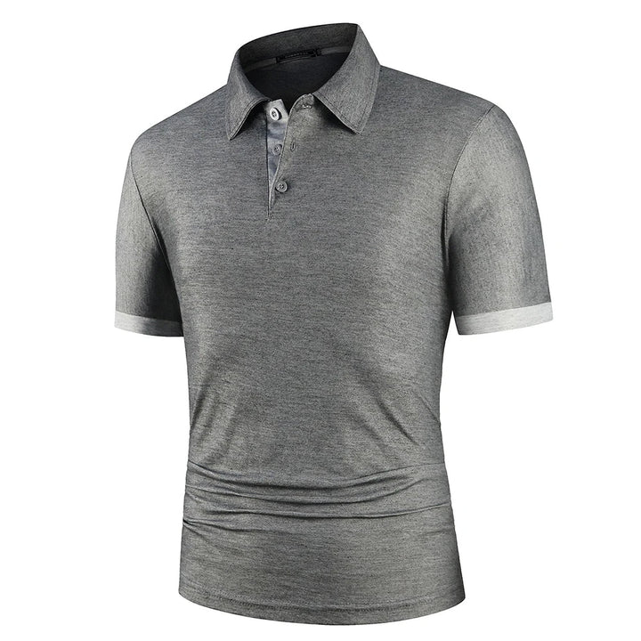 Polo classique d'été pour homme, élégant, avec tissu respirant bleu marine, idéal pour les journées chaudes et confortables.