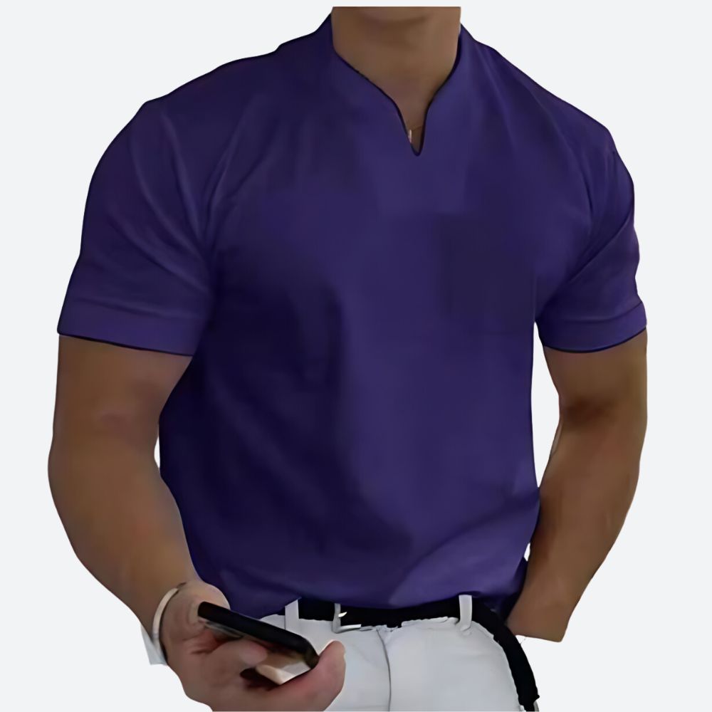 "Polo homme basique élégant, tissu respirant, couleur unie, style décontracté et semi-formel, confort quotidien."