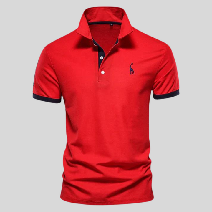 "Polo homme luxe col contrasté, tissu doux et coupe moderne, idéal pour un style élégant et confortable."