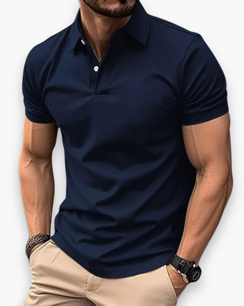 "Polo sport homme élégant polyvalent, style classique, tissu respirant, différentes couleurs visibles, idéal sport et sorties