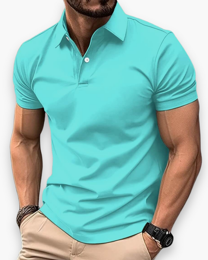 "Polo sport homme élégant polyvalent, style classique, tissu respirant, différentes couleurs visibles, idéal sport et sorties