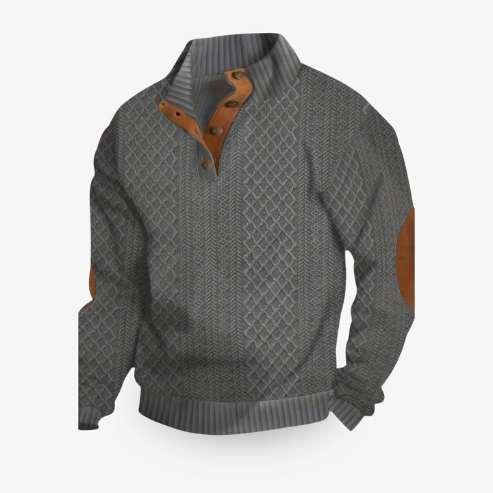Pull homme chaud et doux en laine mérinos et cachemire, coupe élégante, couleur beige, pour style et confort hivernal.