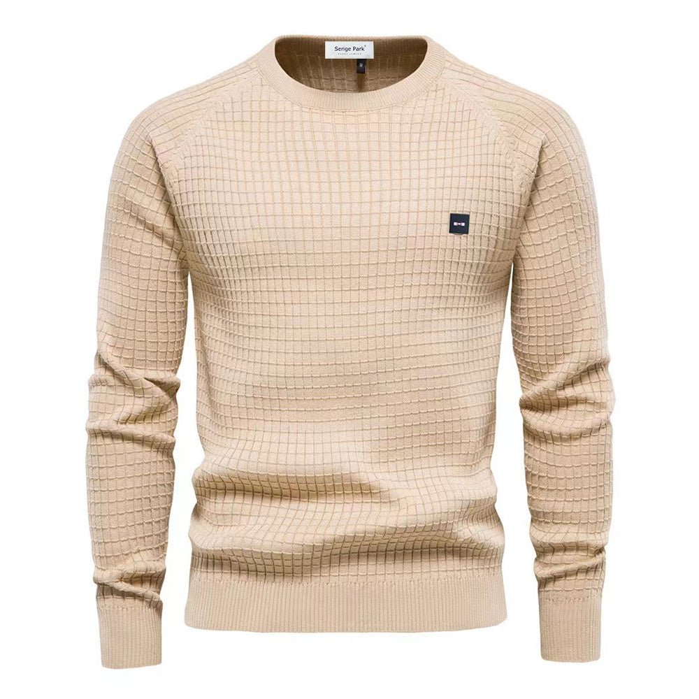 Pull homme élégant en tricot doux, design moderne, couleur beige, idéal pour toutes occasions, parfait pour l'automne.