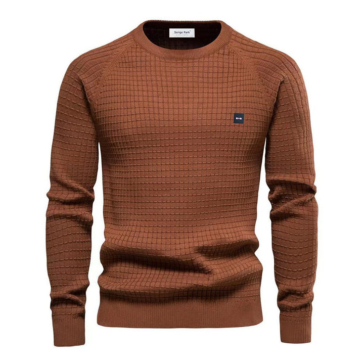 Pull homme élégant en tricot doux, design moderne, couleur beige, idéal pour toutes occasions, parfait pour l'automne.