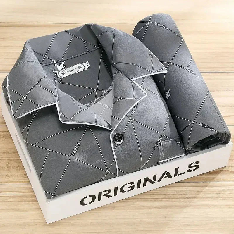 "Pyjama élégant deux pièces pour femmes avec chemise à boutons et pantalon assorti, tissu doux et léger, style intemporel."