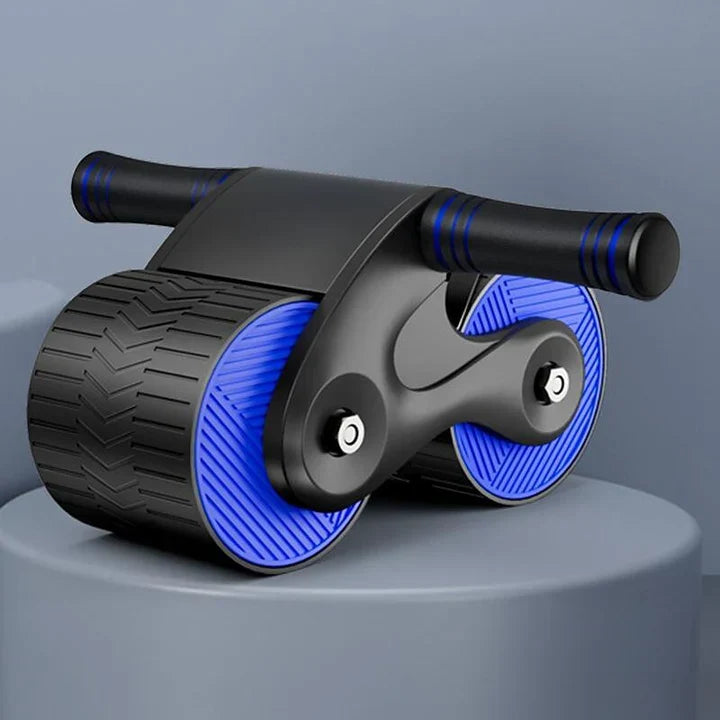 "Roulette abdominale ergonomique, silencieuse, aux couleurs blanc, bleu, orange pour renforcement musculaire efficace."