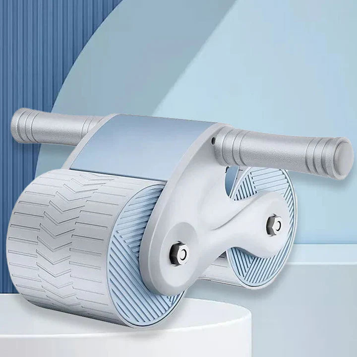 "Roulette abdominale ergonomique, silencieuse, aux couleurs blanc, bleu, orange pour renforcement musculaire efficace."