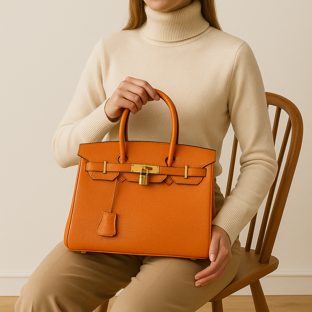 "Sac à main Élodie élégant en cuir véritable, lignes épurées, détails métalliques, intérieur spacieux, accessoire femme chic.