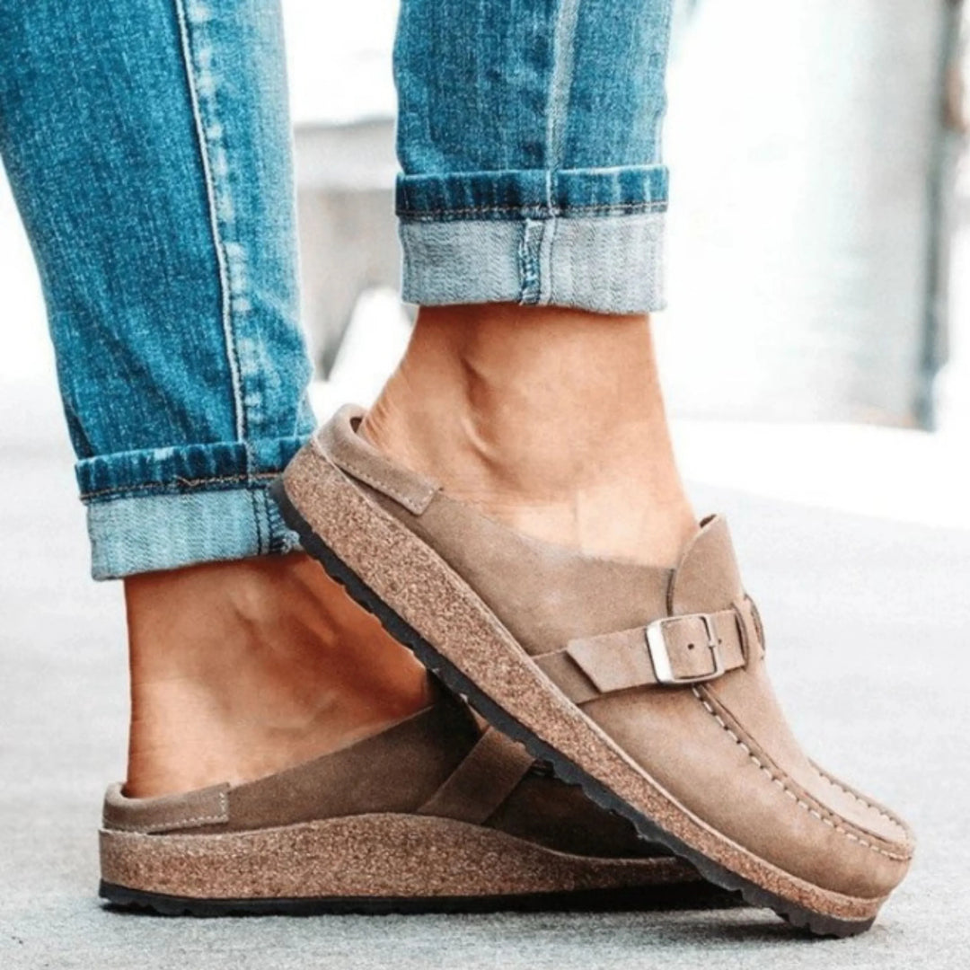 Sandales femmes ergonomiques, semelle à mémoire de forme, couleur kaki, lila, marron, noir, vert, confort orthopédique.