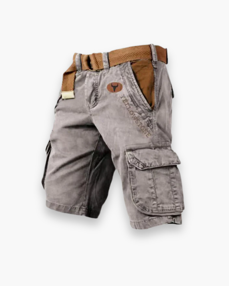 Short cargo homme résistant, polyvalent, confortable avec poches multiples, tissu robuste, vue de face sur fond neutre.