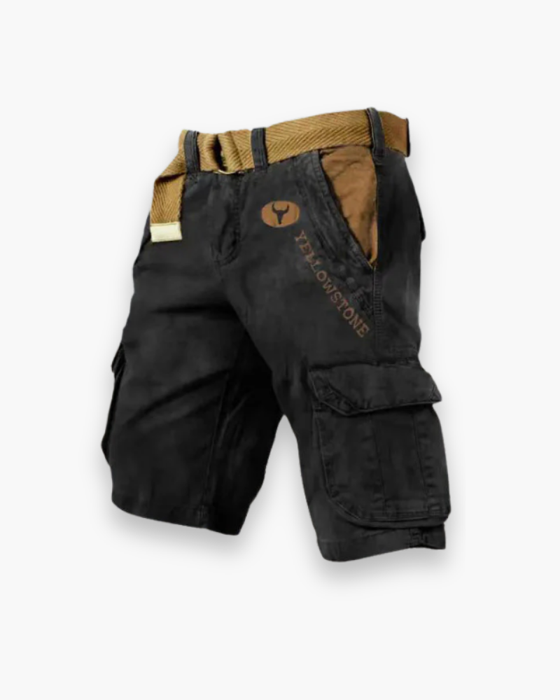 Short cargo homme résistant, polyvalent, confortable avec poches multiples, tissu robuste, vue de face sur fond neutre.