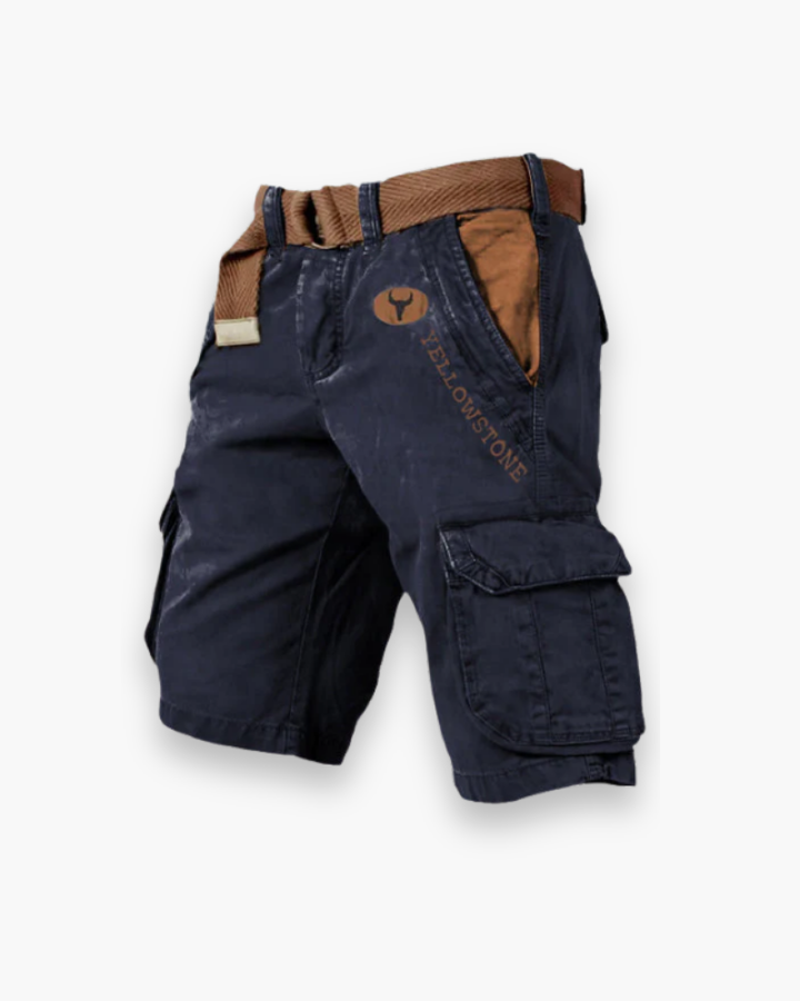 Short cargo homme résistant, polyvalent, confortable avec poches multiples, tissu robuste, vue de face sur fond neutre.