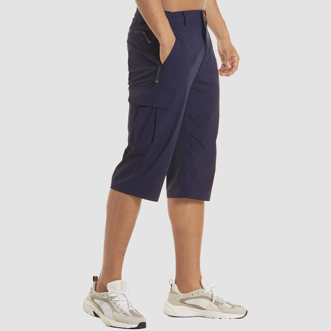 "Short cargo homme séchage rapide, multiples poches, design moderne et pratique, idéal aventure été."