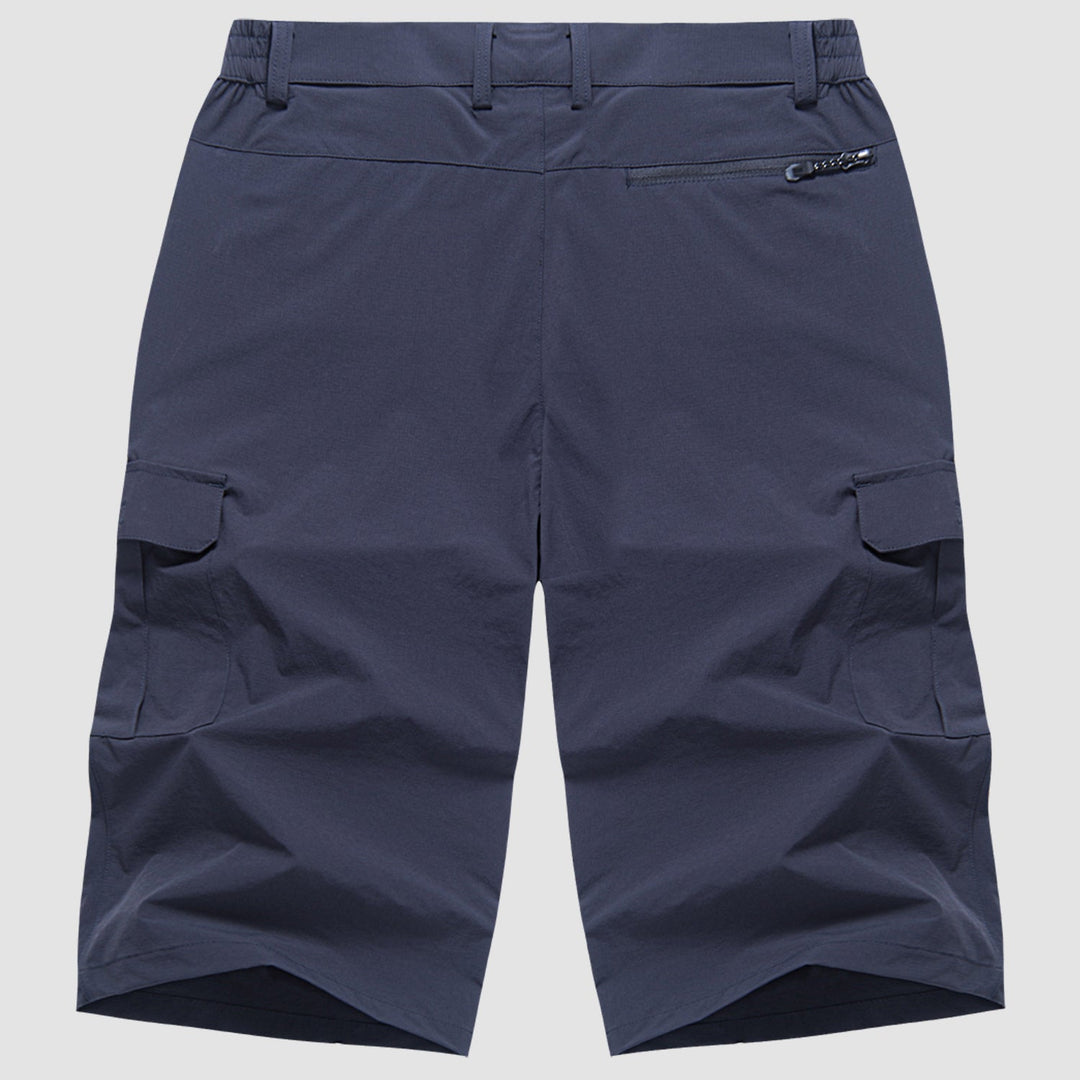 "Short cargo homme séchage rapide, multiples poches, design moderne et pratique, idéal aventure été."