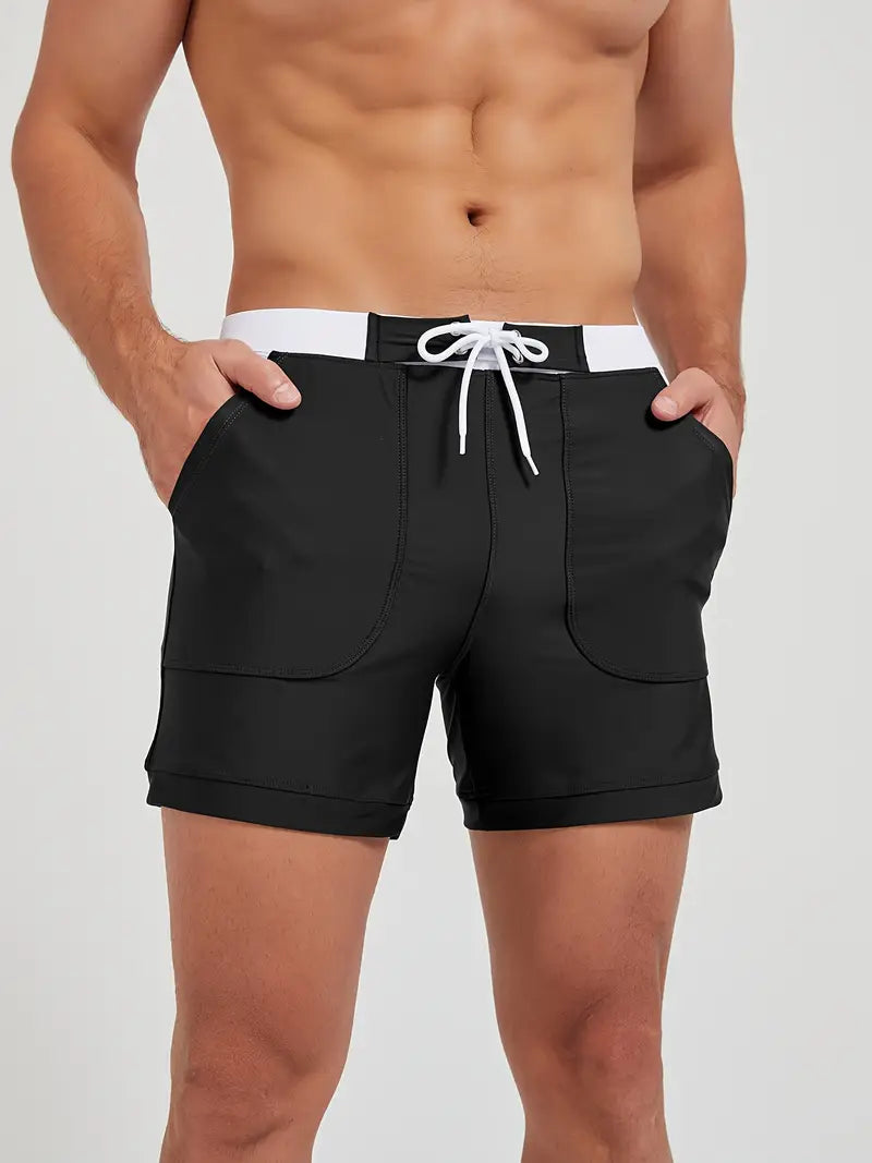 "Short de bain homme séchage rapide, tissu léger, style minimaliste, parfait pour l'été et les journées ensoleillées."