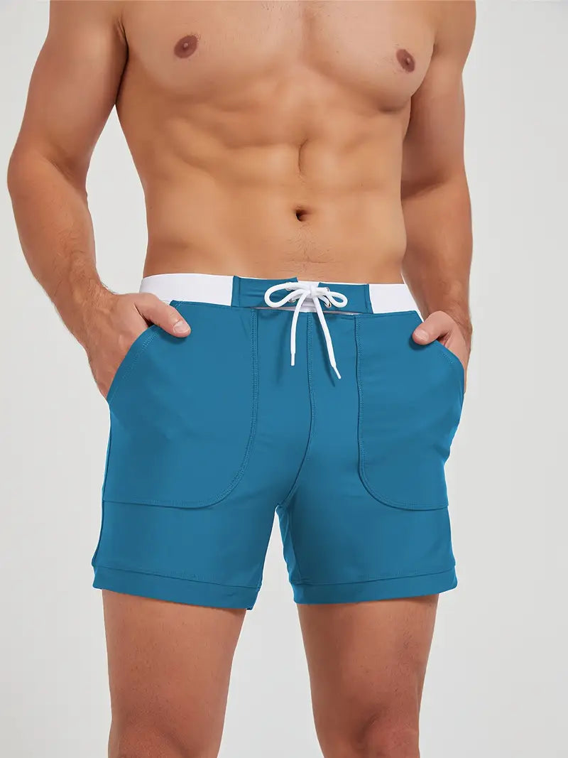 "Short de bain homme séchage rapide, tissu léger, style minimaliste, parfait pour l'été et les journées ensoleillées."