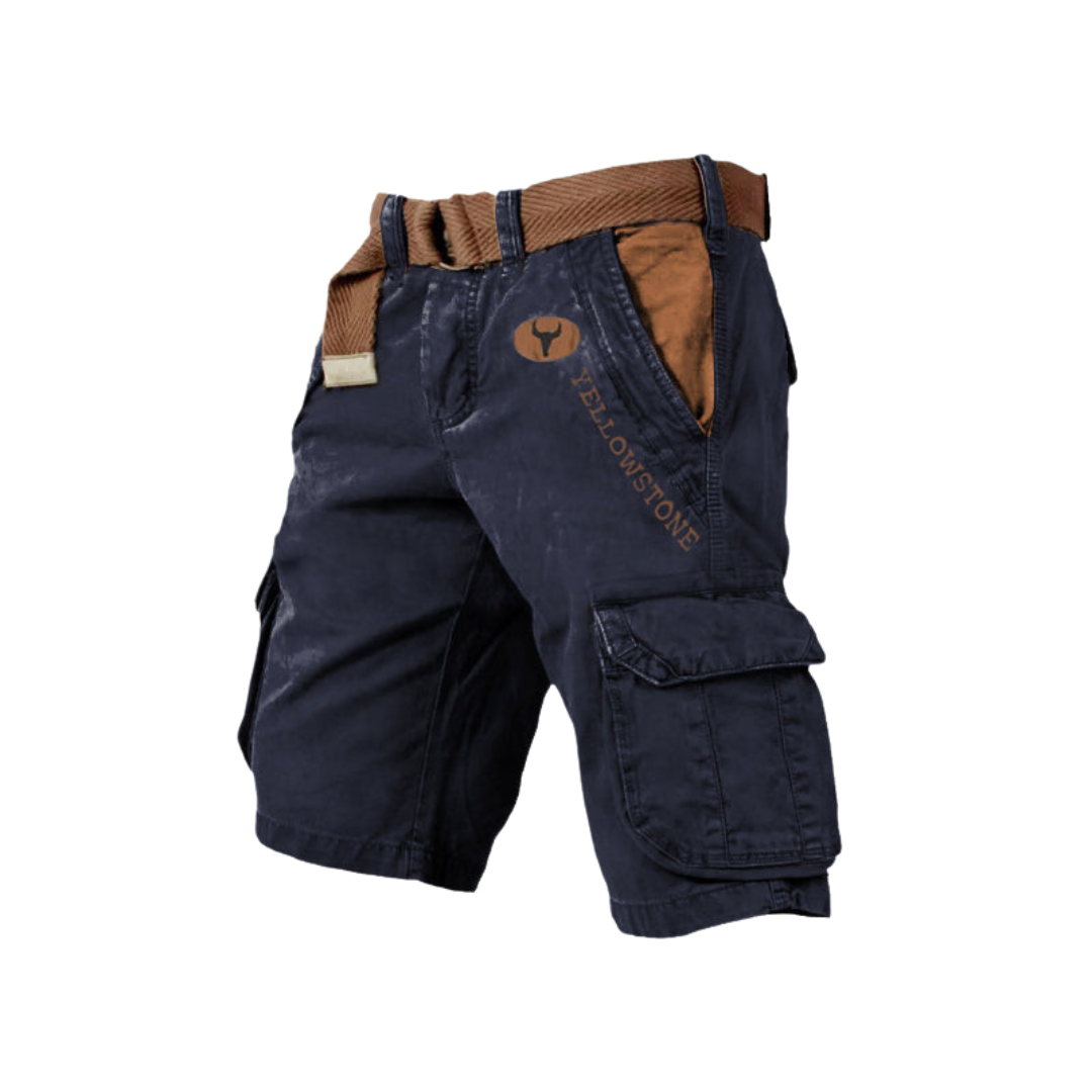 "Short homme décontracté avec poches spacieuses, matériau léger et respirant, couleur neutre pour style estival."