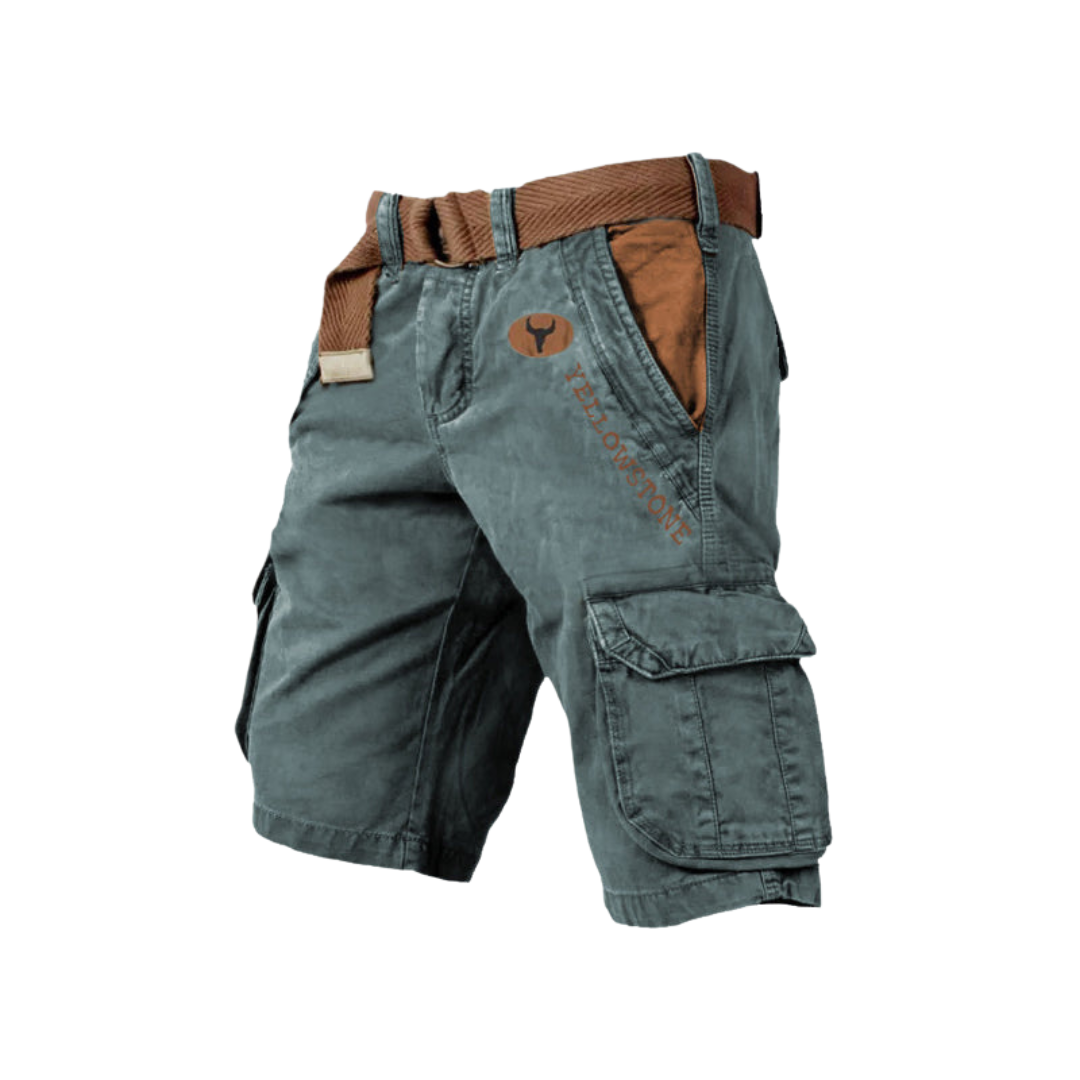 "Short homme décontracté avec poches spacieuses, matériau léger et respirant, couleur neutre pour style estival."